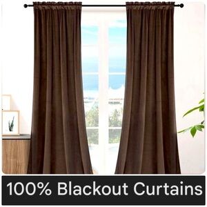 LUXURIOUS BROWN VELVET BLACKOUT CURTAINS ALERT! 🛋️ - 2 Panels, 50" x 84"